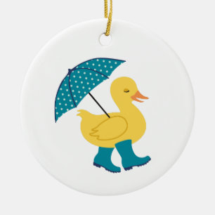 Rain Duck Ceramic Ornament