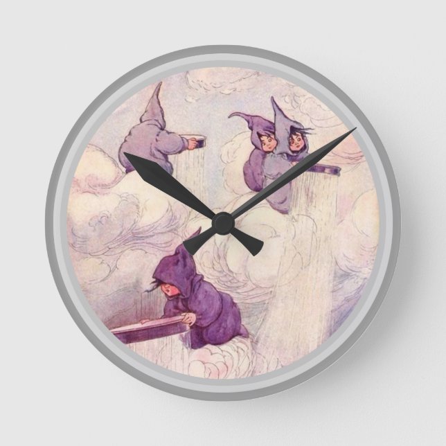 Rain Faeries Making Rain Round Clock (Front)