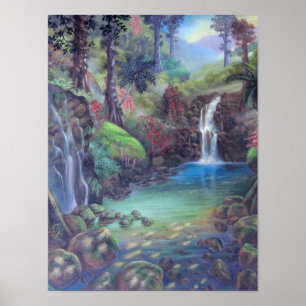 Rain Forest Landscape River Waterfalls Art Poster