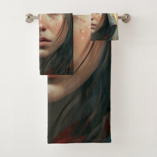 Rain hood girl bath towel set