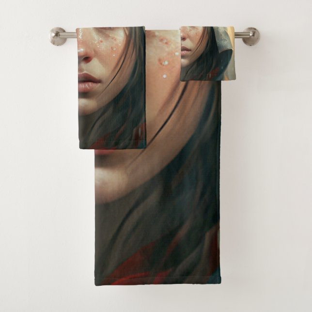 Rain hood girl bath towel set (Insitu)
