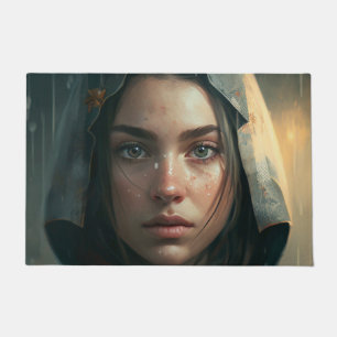Rain hood girl doormat