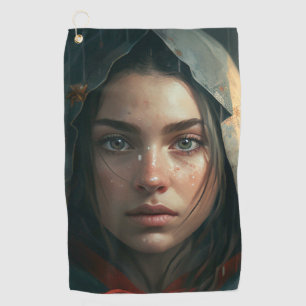 Rain hood girl golf towel