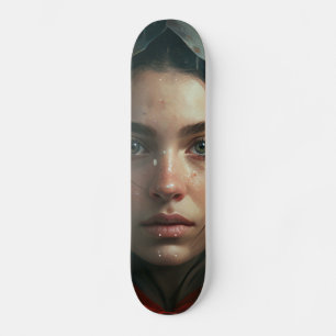 Rain hood girl skateboard