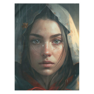 Rain hood girl tablecloth