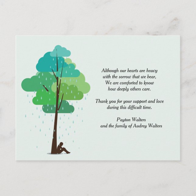 Rain in my Heart Bereavement Postcard Thank You (Front)