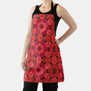 Rain Kissed Scarlet Kaleidoscope  Apron