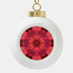 Rain Kissed Scarlet Kaleidoscope  Ceramic Ball Christmas Ornament