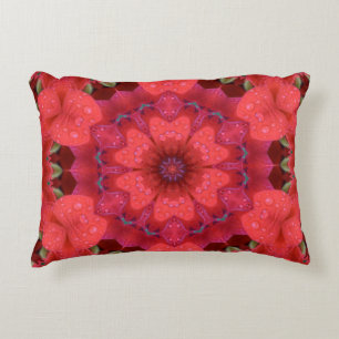 Rain Kissed Scarlet Kaleidoscope Decorative Cushion