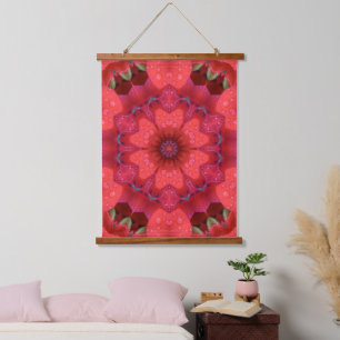 Rain Kissed Scarlet Kaleidoscope Hanging Tapestry
