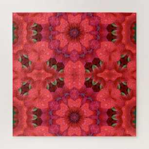 Rain Kissed Scarlet Kaleidoscope  Jigsaw Puzzle