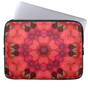 Rain Kissed Scarlet Kaleidoscope Laptop Sleeve