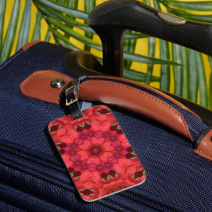 Rain Kissed Scarlet Kaleidoscope Luggage Tag