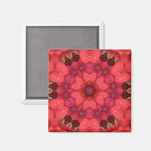Rain Kissed Scarlet Kaleidoscope Magnet