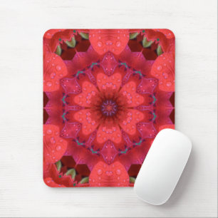 Rain Kissed Scarlet Kaleidoscope Mouse Pad