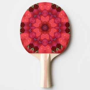 Rain Kissed Scarlet Kaleidoscope Ping Pong Paddle