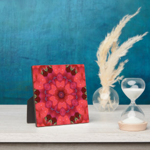 Rain Kissed Scarlet Kaleidoscope Plaque