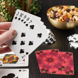 Rain Kissed Scarlet Kaleidoscope Playing Cards