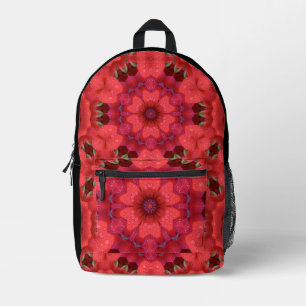 Rain Kissed Scarlet Kaleidoscope Printed Backpack