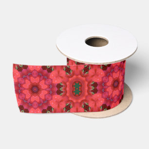 Rain Kissed Scarlet Kaleidoscope Satin Ribbon