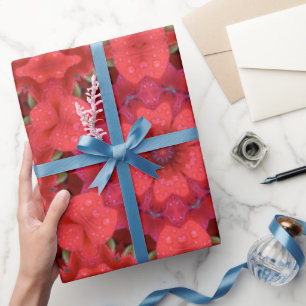 Rain Kissed Scarlet Kaleidoscope Wrapping Paper