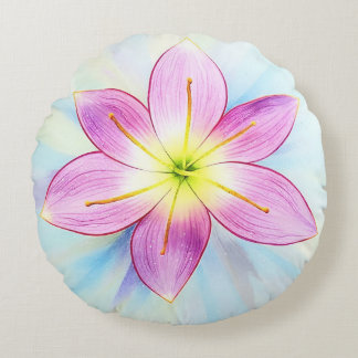 Rain Lily round pillow