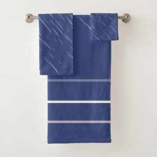 Rain Navy Blue, Stripes Pattern Bath Towel Set