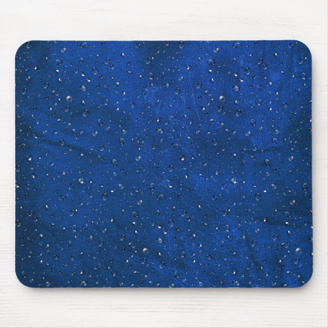 Rain on Blue Leather Mouse Pad (Front)