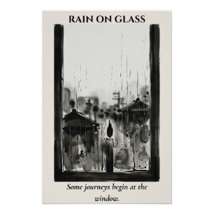Rain on Glass — Sumi-e Ink Wash Poster