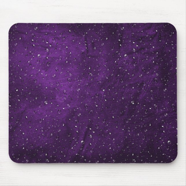Rain on Purple Leather Mouse Pad (Front)