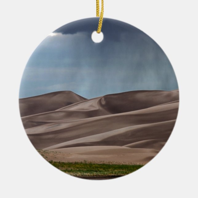 Rain on the Great Sand Dunes Ceramic Ornament (Front)