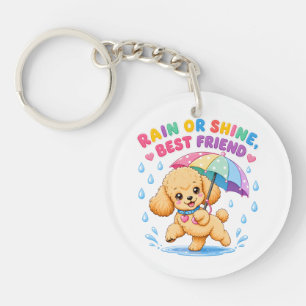 Rain or Shine Best Friend Cute Poodle Dog Design Key Ring