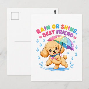 Rain or Shine Best Friend Cute Poodle Dog Design Postcard