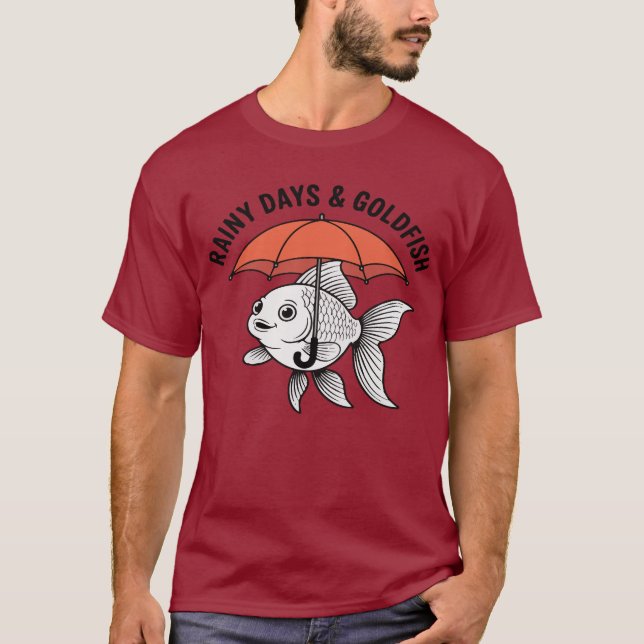 Rain or Shine – Fish with Umbrella Funny T-Shirt (Front)