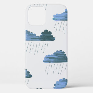 Rain pattern. Repeating vintage illustration with iPhone 12 Case