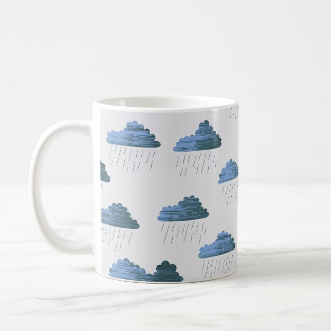 Rain pattern. Repeating vintage illustration with  Coffee Mug (Left)