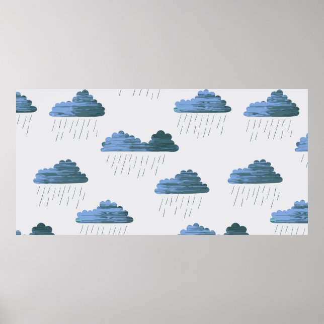 Rain pattern. Repeating vintage illustration with  Poster (Front)