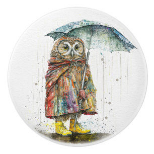 Rain Rain Go Away Ceramic Knob