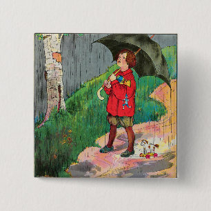 Rain, Rain, Go Away - Mother Goose Nursery Rhyme 15 Cm Square Badge