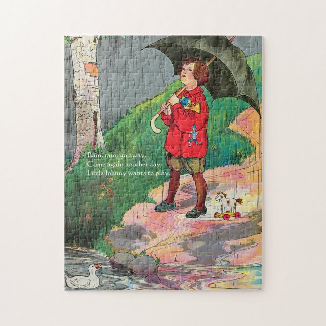 Rain, Rain, Go Away - Mother Goose Nursery Rhyme Jigsaw Puzzle (Vertical)