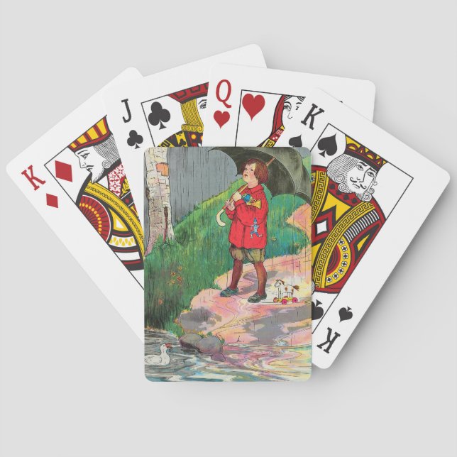 Rain, Rain, Go Away - Mother Goose Nursery Rhyme Playing Cards (Back)