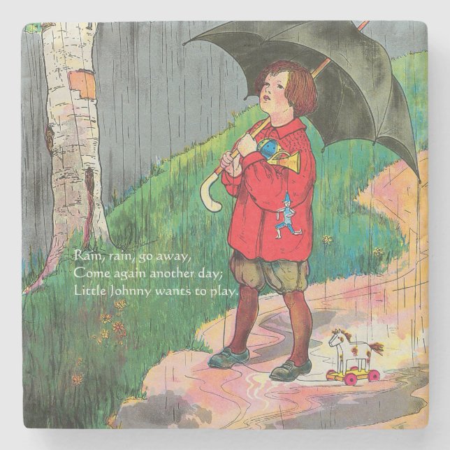 Rain, Rain, Go Away - Mother Goose Nursery Rhyme Stone Coaster (Front)