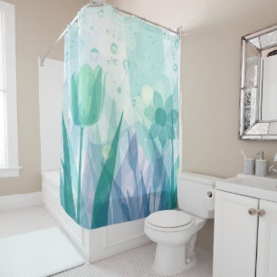 Rain Refreshed Daffodils Lavender Mint Seafoam Shower Curtain