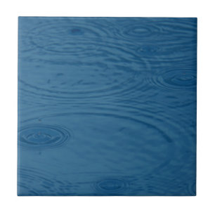 Rain Ripples (Blue Water Waves) Ceramic Tile