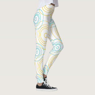 Rain Ripples pattern in Turquoise and Yellow Leggings