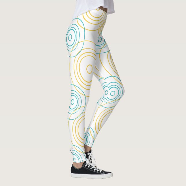 Rain Ripples pattern in Turquoise and Yellow Leggings (Right)