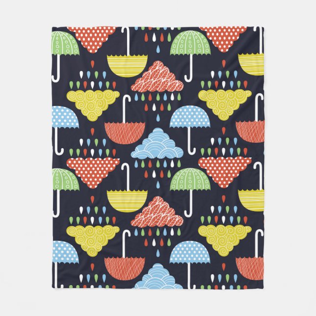 Rain seamless pattern fleece blanket (Front)