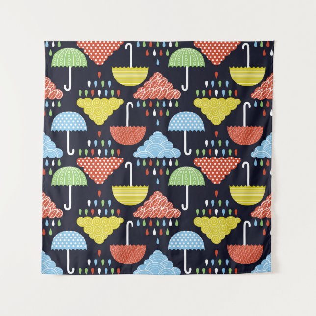 Rain seamless pattern tapestry (Front)