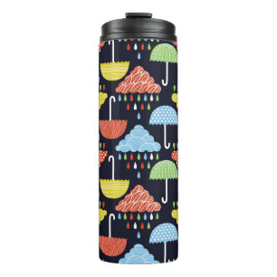 Rain seamless pattern thermal tumbler