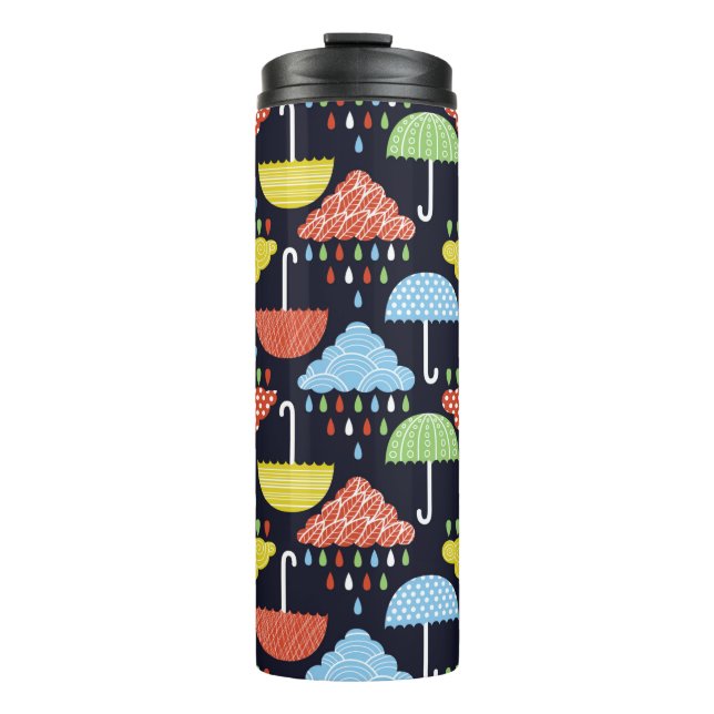Rain seamless pattern thermal tumbler (Front)